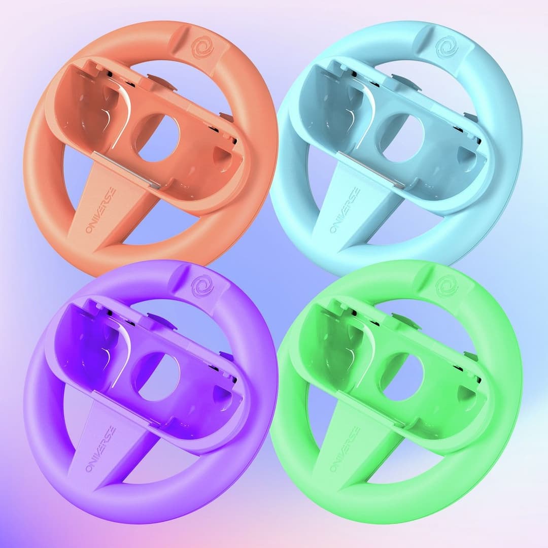 Oniverse Racing Wheels For Nintendo Switch 2 Joy-Con - 4 Pack (Blue, Orange, Purple, Green) - Image 5
