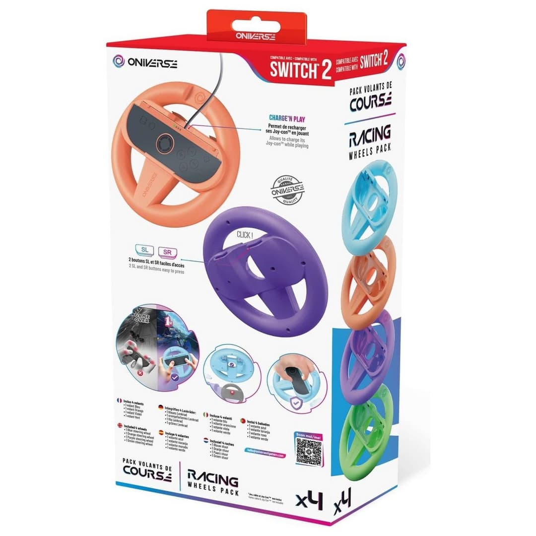 Oniverse Racing Wheels For Nintendo Switch 2 Joy-Con - 4 Pack (Blue, Orange, Purple, Green) - Image 9