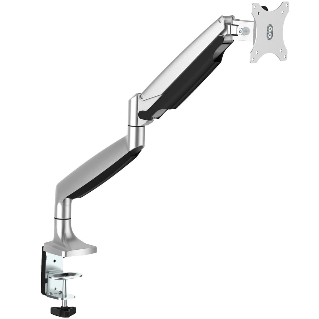 StarTech.com Heavy Duty Desk Mount Monitor Arm - Single VESA Display up to 9kg, Full Motion, Height Adjustable, Aluminium, C-Clamp/Grommet - Silver - Image 1