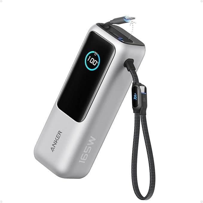 Anker 25000mAh 165W Power Bank with Built-In Retractable USB-C Cables - Silver