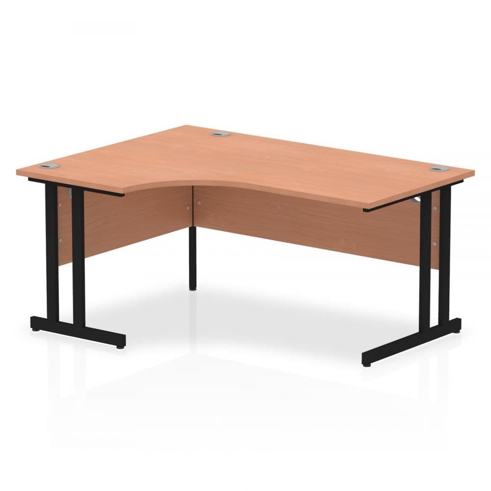 Dynamic Impulse 1600mm Left Crescent Desk Beech Top Black Cantilever Leg - Image 1