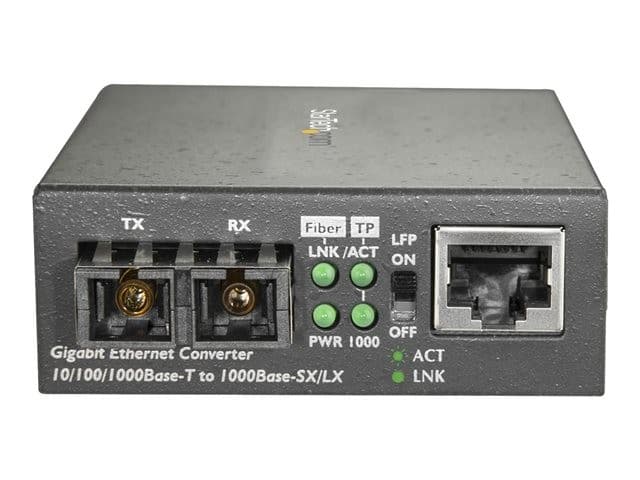 StarTech.com Singlemode (SM) SC Fiber Media Converter for 10/100/1000 Network, 10km, Gigabit Ethernet, 1310nm, w/ Auto Negotiation, Gigabit Ethernet to Single Mode (SMF) SC Fiber Converter - Ethernet Over Fiber (MCMGBSCSM10) - fibre media converter - 10Mb - Image 2