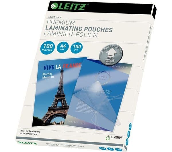 LEITZ iLAM Gloss Laminating Pouches A4 100 Micron - Pack of 100