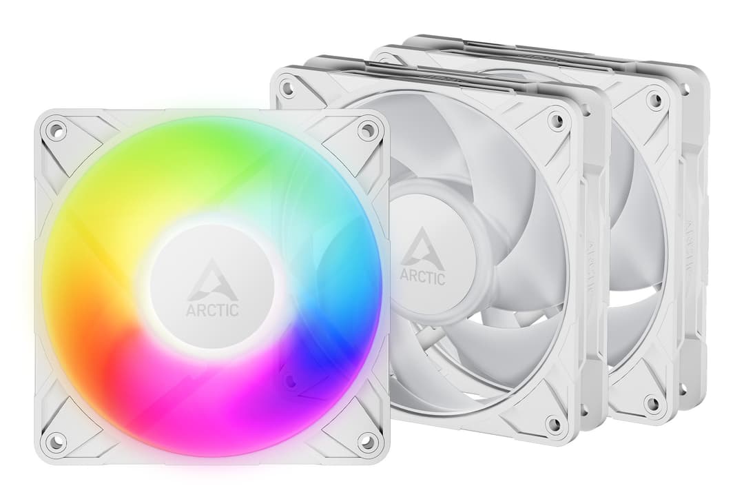 ARCTIC Freezer P12 Pro A-RGB (White) - 3 Pack 120 mm A-RGB PWM Fan with Cable Splitter - Image 1