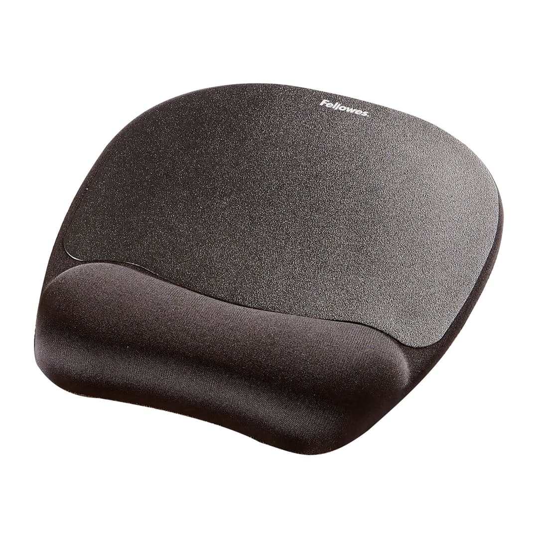 Fellowes Mouse Mat Wrist Support Memory Foam Mouse Pad Ergonomic Mouse Mat Black - Image 1
