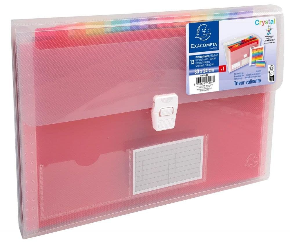 Exacompta Crystal Expanding File 330x250mm 13 Part Clear - Image 1