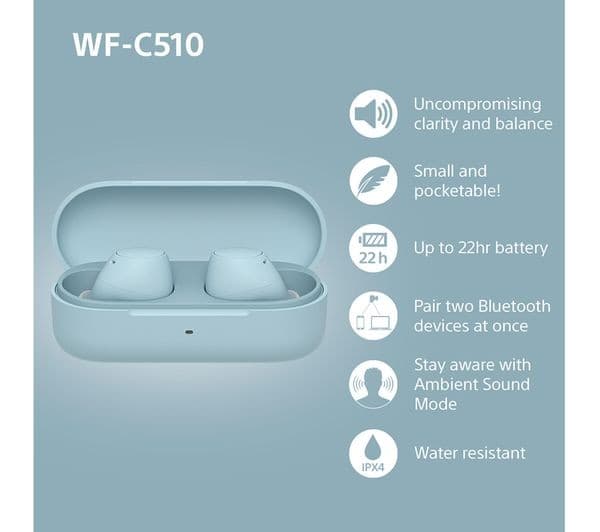SONY WF-C510 Wireless Bluetooth Earbuds - Blue - Image 4