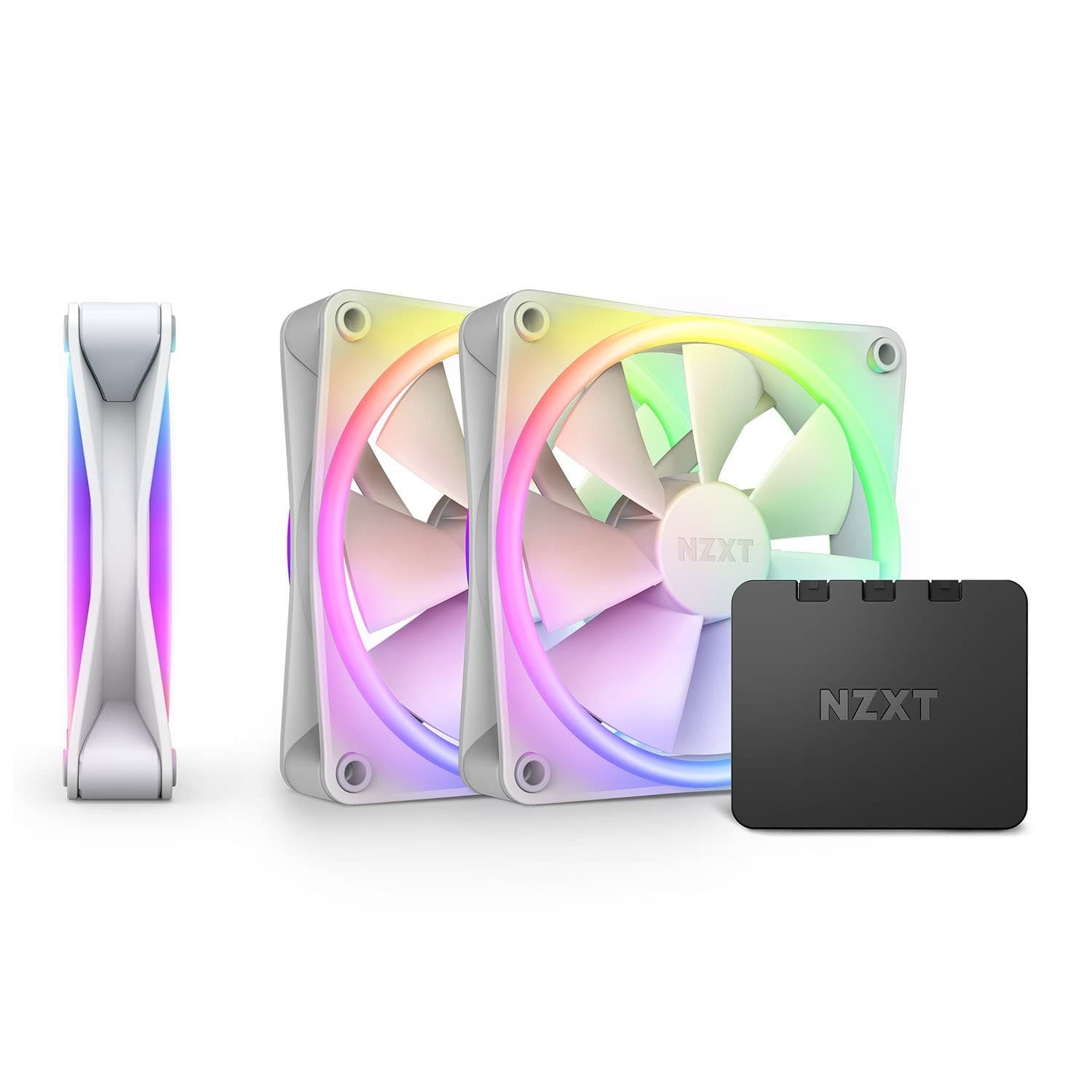 NZXT F120 RGB Duo 120mm PWM Fan White - 3 Pack w/ Controller White
