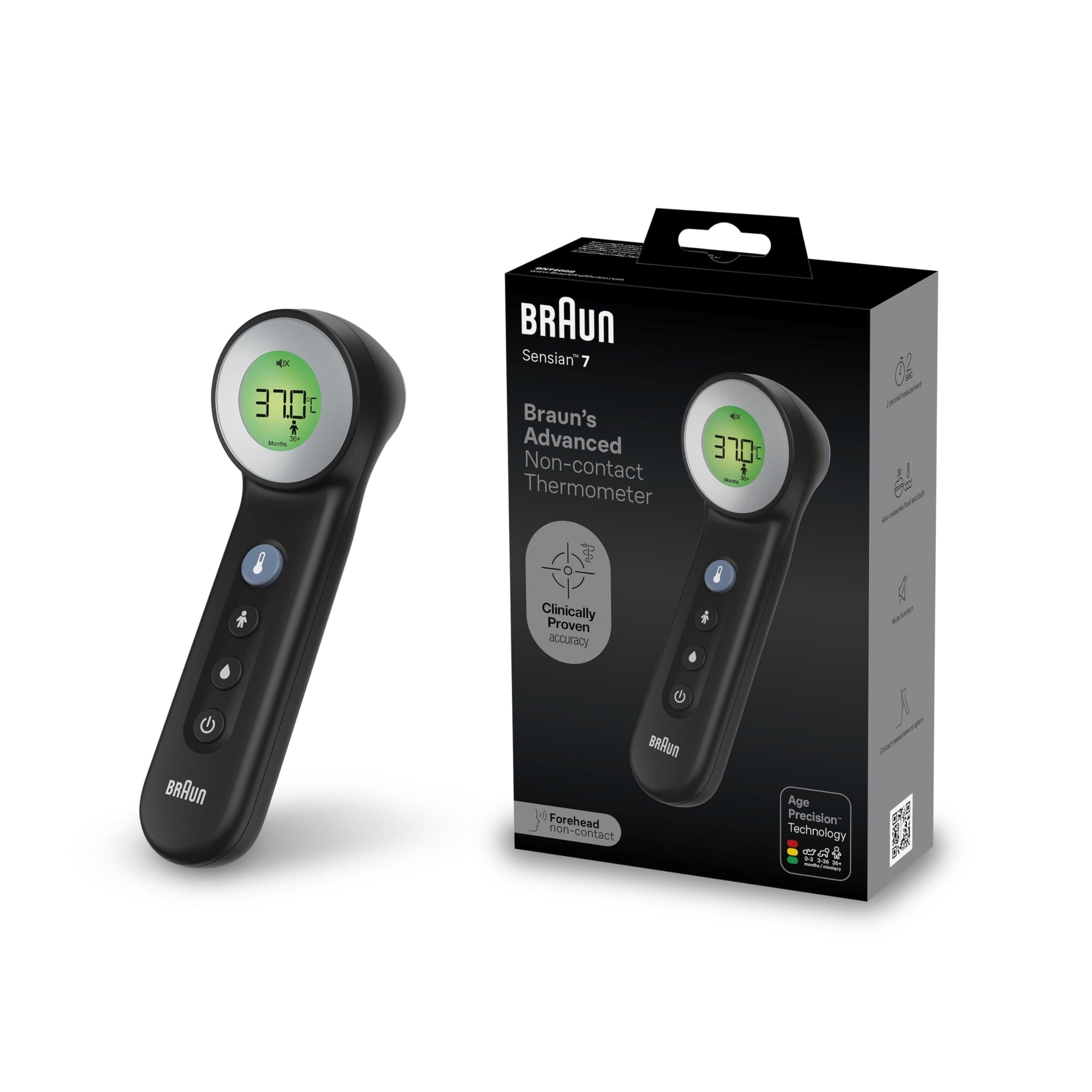 Braun Sensian 7 Forehead Non-Contact Thermometer - Black