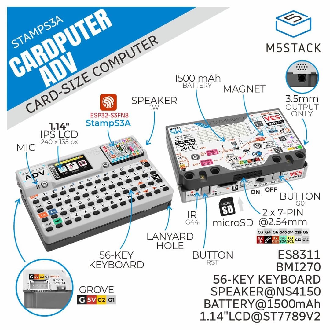 M5Stack Cardputer Adv (ESP32-S3) Programmable Card-Sized Computer - Image 2