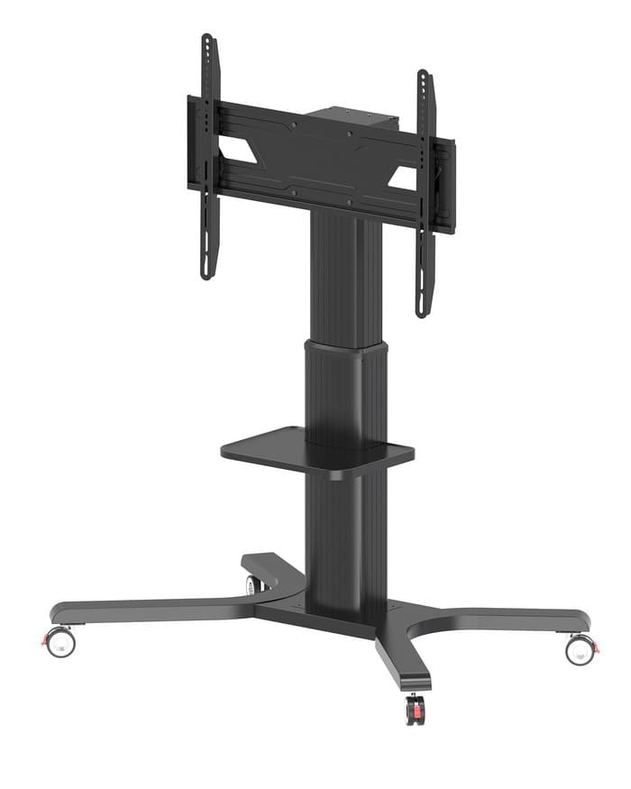 Peerless-AV PR598-M Motorised Flat Panel Trolley / Floor Stand for 50-98" (2.49 m) Displays, Electric Height Adjustment, 130kg Max Load, VESA up to 800x600, Media Shelf, Black - Image 2
