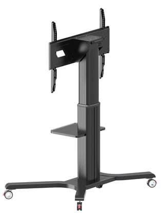 Peerless-AV PR598-M Motorised Flat Panel Trolley / Floor Stand for 50-98" (2.49 m) Displays, Electric Height Adjustment, 130kg Max Load, VESA up to 800x600, Media Shelf, Black - Image 3