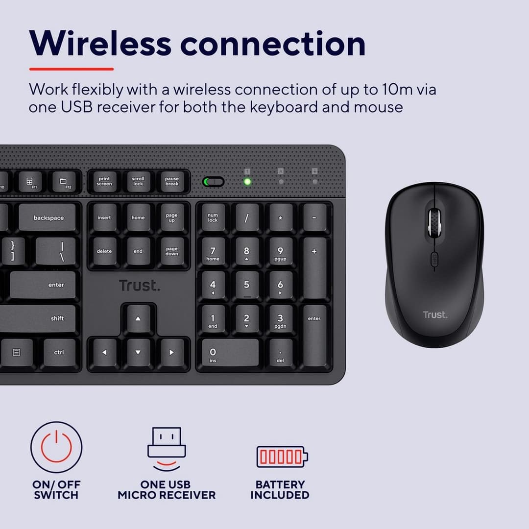 Trust ODY II Wireless Keyboard and Mouse Deskset - Image 7