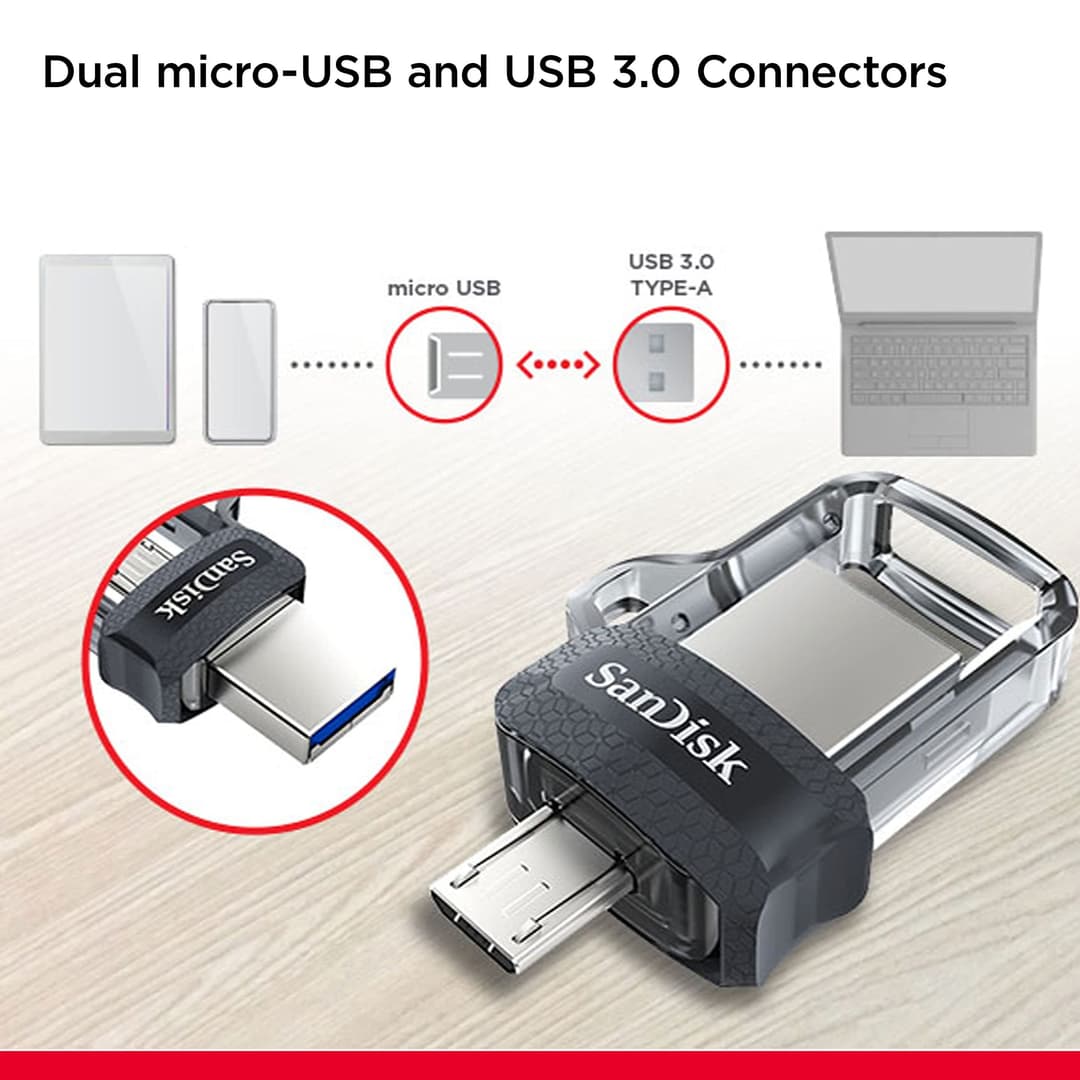 SanDisk Ultra Dual USB Flash Drive USB 3.0 - Black-Gray - Image 2