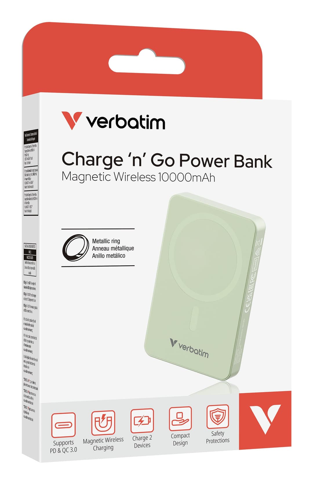 Verbatim Charge 'n' Go Essentials Magnetic Wireless Power Bank 10000 mAh Green - Image 4