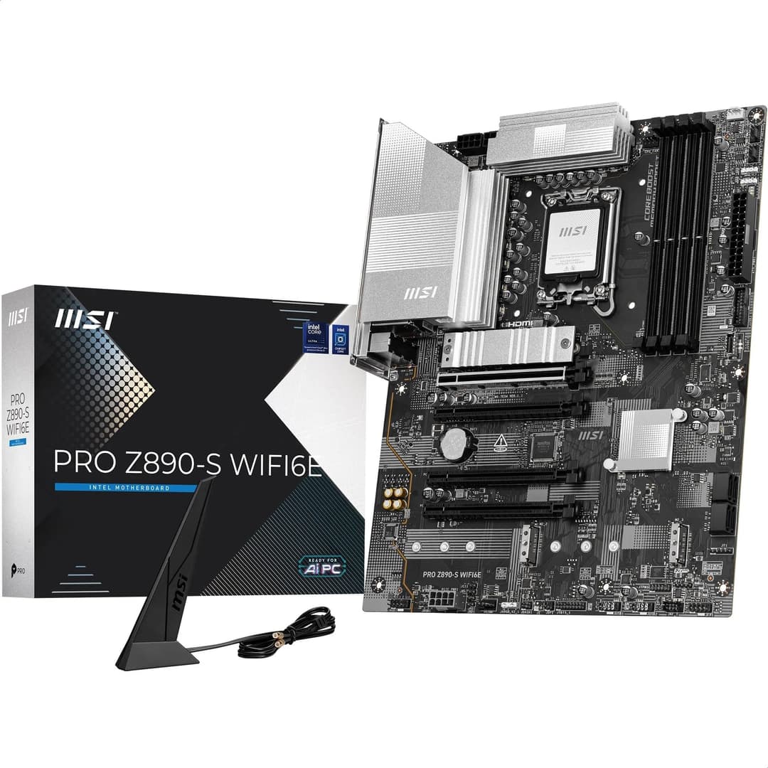 MSI PRO Z890-S WIFI6E Motherboard, ATX - Supports Intel Core Ultra Processors (Series 2), LGA 1851 - DDR5 Memory Boost (8800+ MT/s OC), PCIe 5.0 x16 & 4.0 x16, M.2 Gen5, Wi-Fi 6E, 2.5G LAN - Image 1