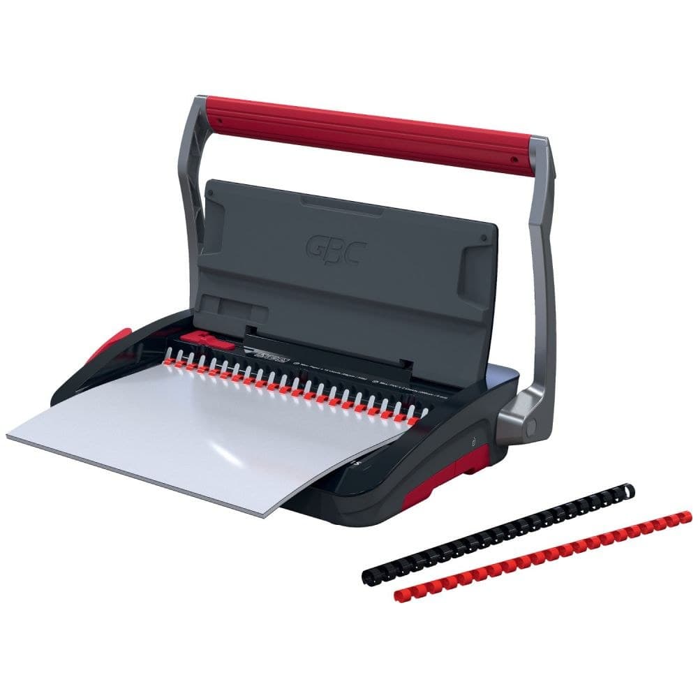 GBC CombBind CB15 Manual Comb Binding Machine Black/Red 4410061 - Image 1