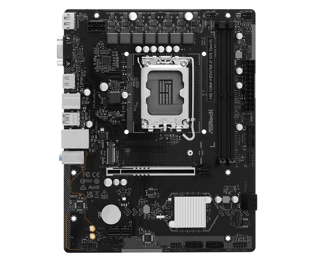 ASRock H610M-HDV/M.2 D5 Gen5 Intel H610 LGA 1700 Micro ATX Motherboard - Image 2