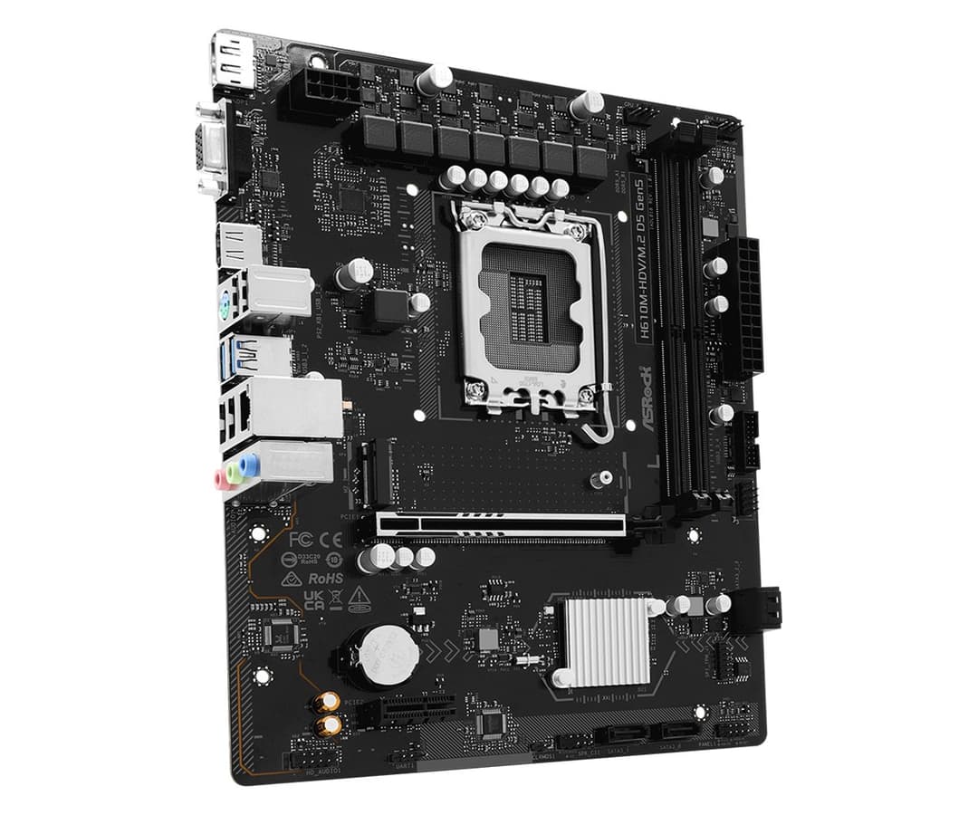 ASRock H610M-HDV/M.2 D5 Gen5 Intel H610 LGA 1700 Micro ATX Motherboard - Image 3