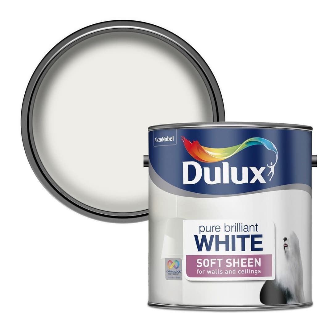 Dulux Soft Sheen Pure Brilliant White - 2.5L - Image 1