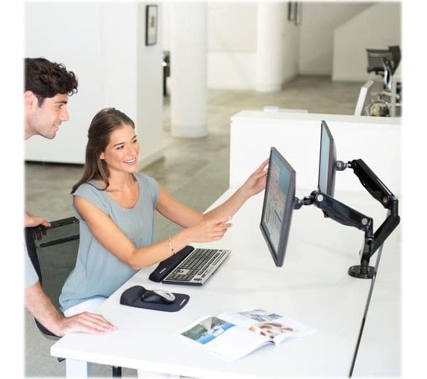 FELLOWES Platinum Series Dual Arm Full Motion 40" Monitor Desk Mount - Image 6