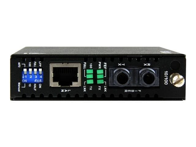 StarTech.com 10/100 Mbps Ethernet to Fiber Optic Media Converter - Steel - Chassis Mount - ST Multimode - 1310nm - 2km (ET90110ST2) - fibre media converter - 10Mb LAN, 100Mb LAN