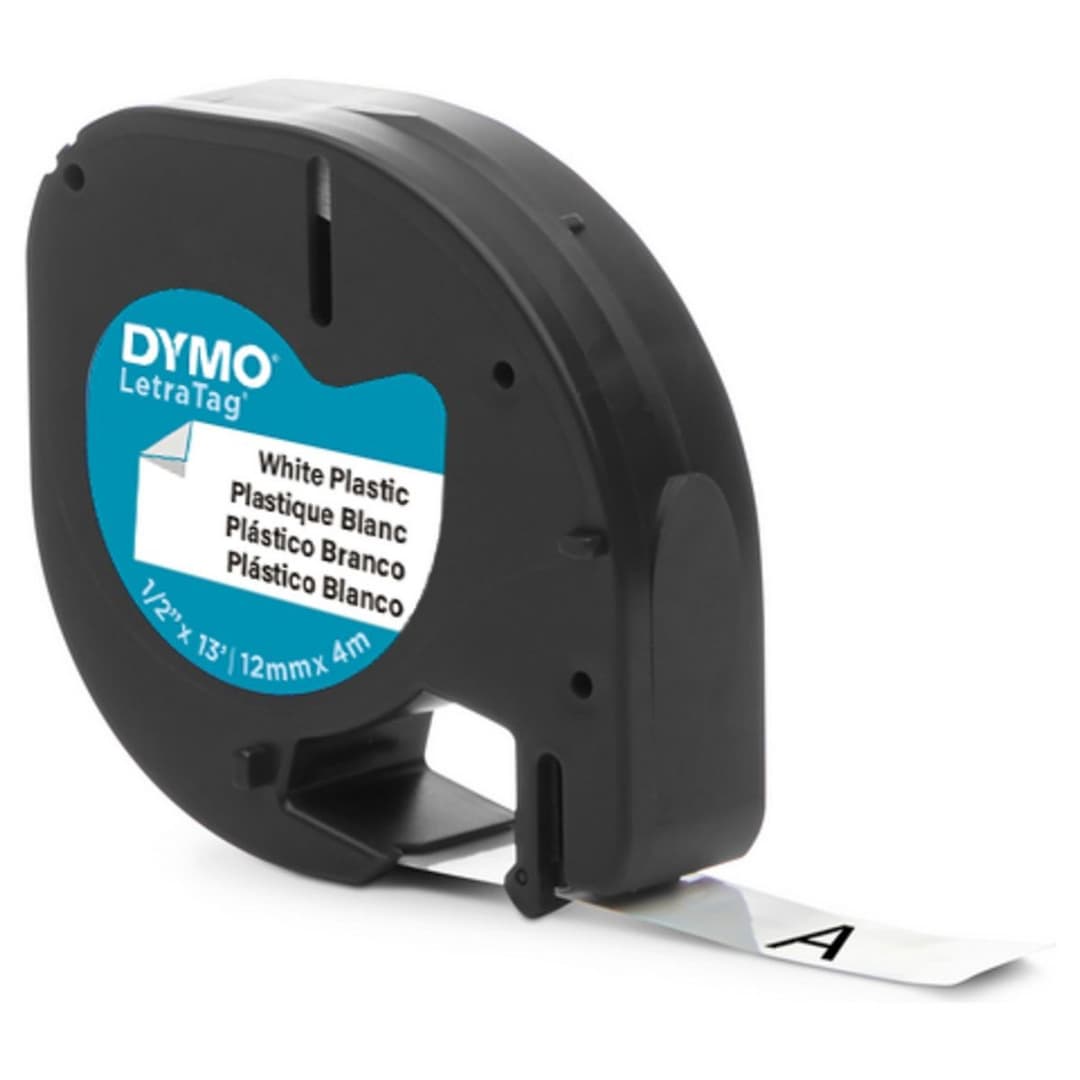 DYMO LetraTag Plastic Labels 12mm x 4m - Black on White - Image 9