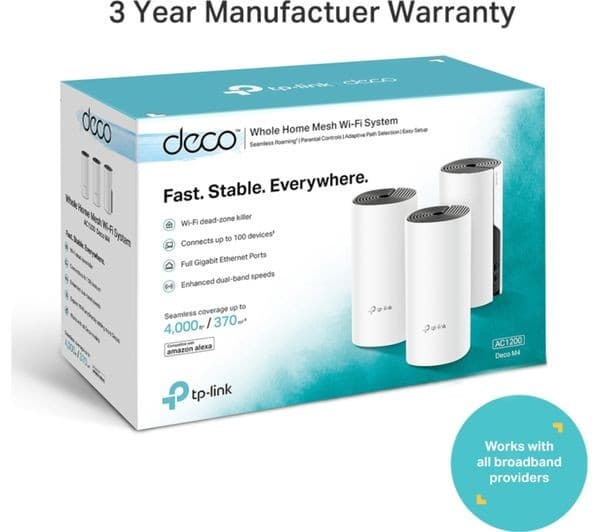 TP-Link Deco M4 AC1200 Dual-Band Whole Home Mesh Wi-Fi System - Triple Pack - Image 8
