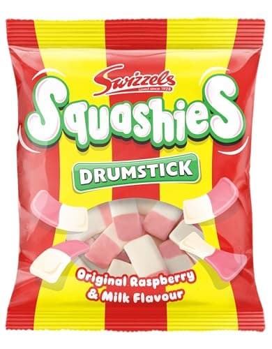 Swizzels Squashies Sweets, Drumstick Squashies Original - Raspberry and Milk Flavour- Single Pack 120g - Image 1