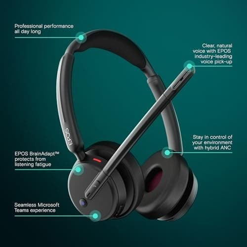 EPOS IMPACT 500 ANC Wireless Headset – Teams Certified with USB-C & USB-A Connectivity – Advanced Bluetooth Audio for Smarter, Distraction-Free Work - Image 5