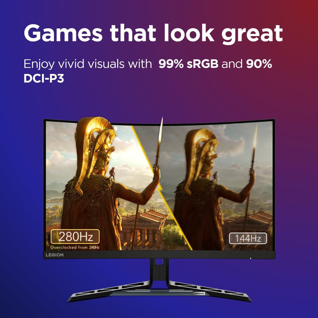 Lenovo Legion R27fc-30 27 Inch Full HD 240Hz VA Curved Gaming Monitor Raven Black - Image 5