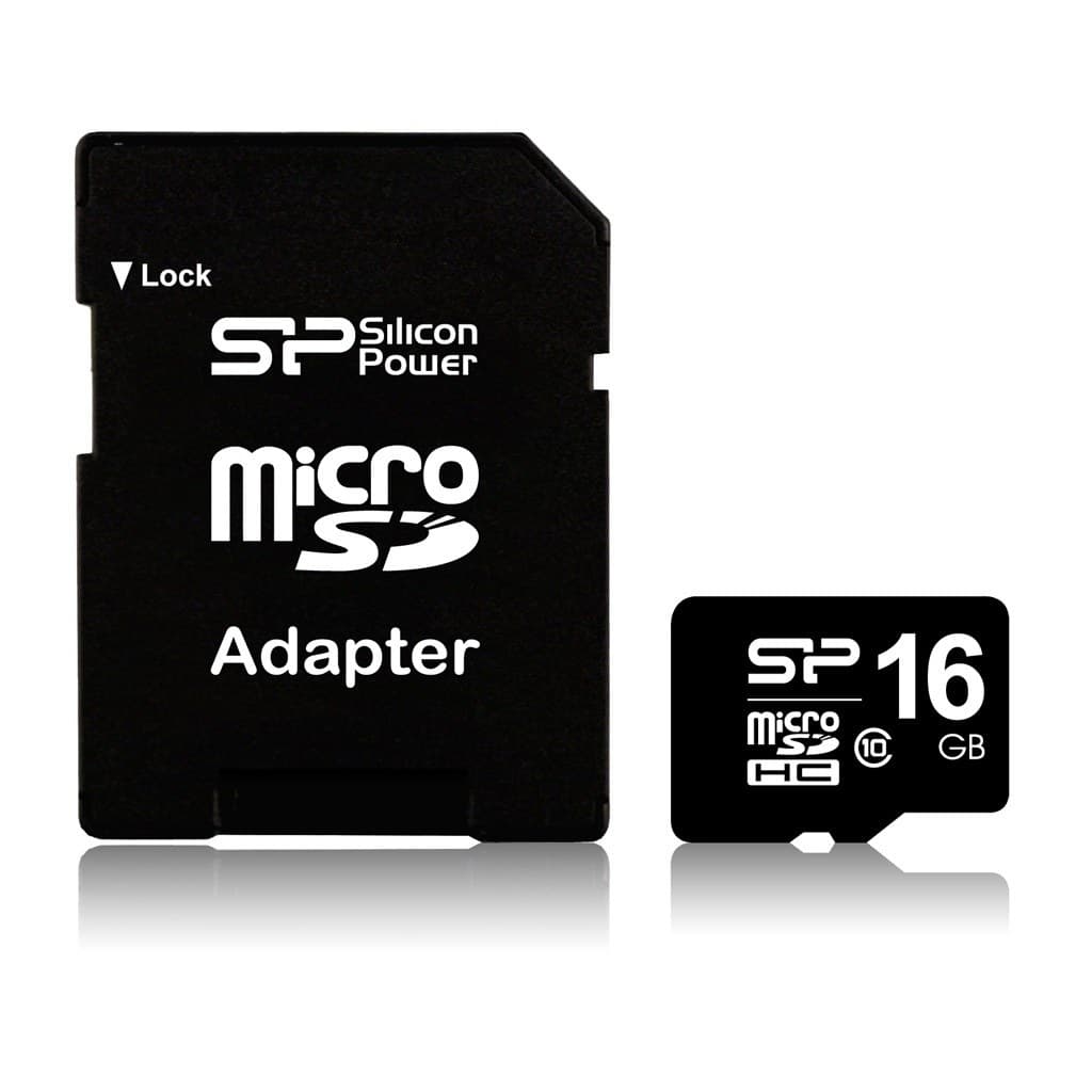 16GB Silicon Power microSD Memory Card SDHC Class 10 w/ SD adapter (SP016GBSTH010V10SP) 40MB/sec - Image 1