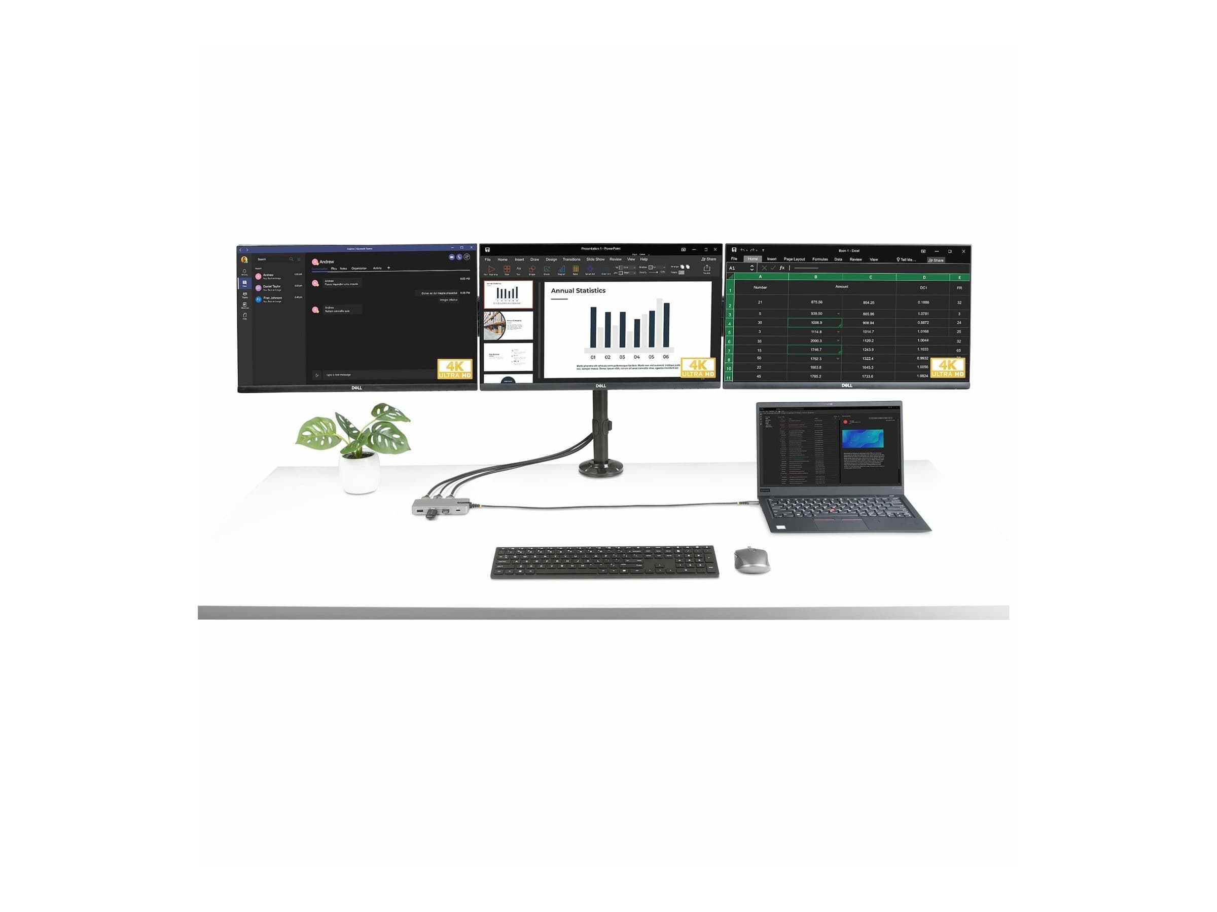 STARTECH 117B-USBC-MULTIPORT USB-C Triple-Monitor Docking Station Grey