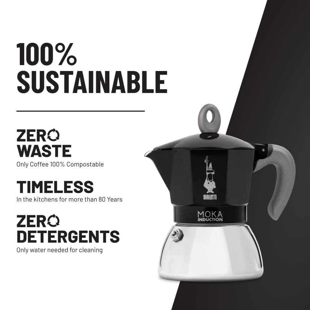 Bialetti Moka Induction Coffee Maker - Black - Image 3