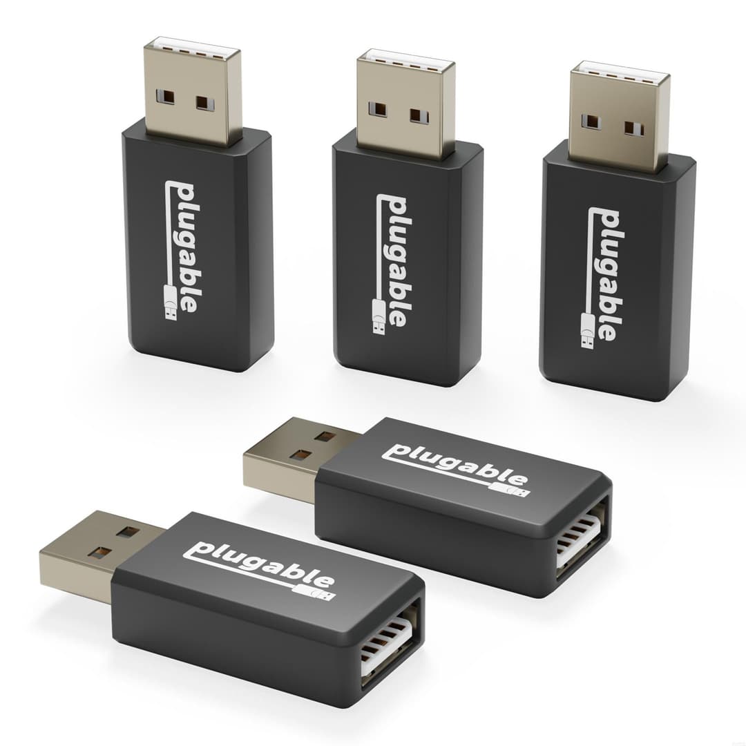 Plugable Technologies USB Data Blocker (5-Pack) Prevent Hacking Device, Protect Against Juice Jacking at Public USB Ports, Safe Charging Cybersecurity Gifts, Fast 1A Charge-Only Adapter for Android, Apple iOS - Image 1