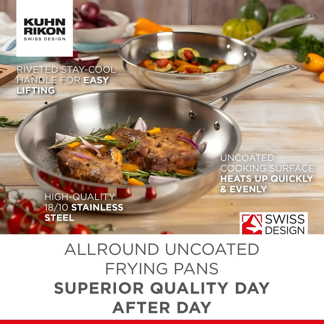 Kuhn Rikon Stainless Steel Frying Pan Set - Silver - Image 3