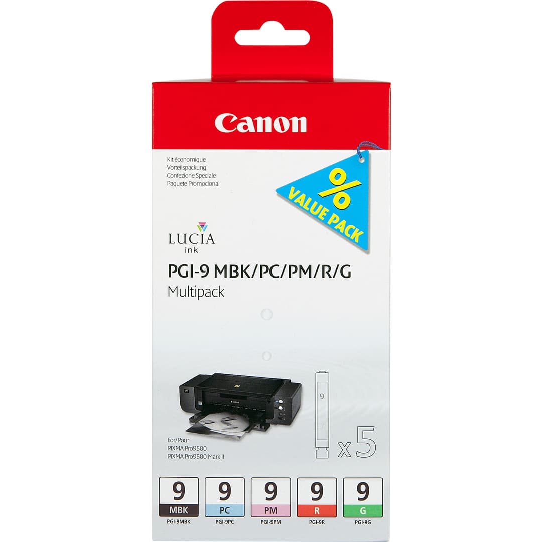 Canon PGI-9 MBK/PC/PM/R/G 5 Ink Cartridge Multipack - Image 1