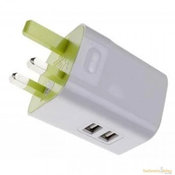 Kit Dual 3.1 A Ergonomic Eco Mains Charger Auto Detect for Most USB Devices - WH - Image 1