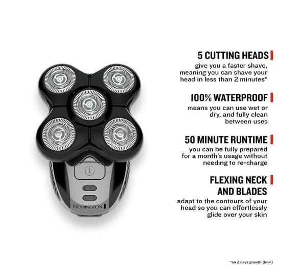 REMINGTON XR1500 Wet & Dry Rotary Head Shaver - Black - Image 7