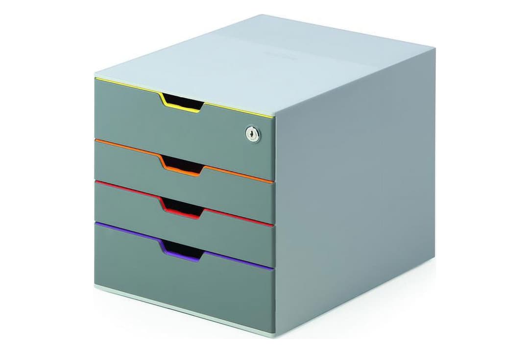 Durable VARICOLOR SAFE 4 Drawer Stackable Desktop Organiser - Grey/Multicolour - Image 1