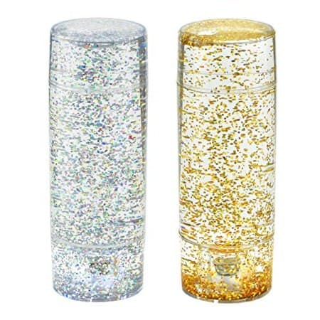 Playlearn Sensory Glitter Calm Down Jar With Led Lights Sensory Tube Fidget Toy Gold And Silver 2 Pack Focusing And Relaxing Tool For All Ages