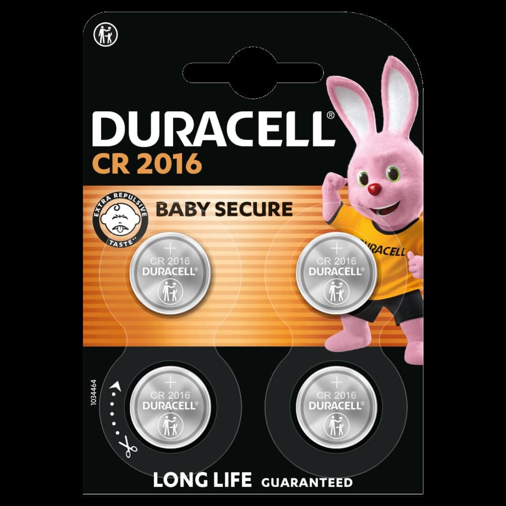 Duracell CR2016 3v Lithium Coin Cell Batteries Pack of 4 - Image 1