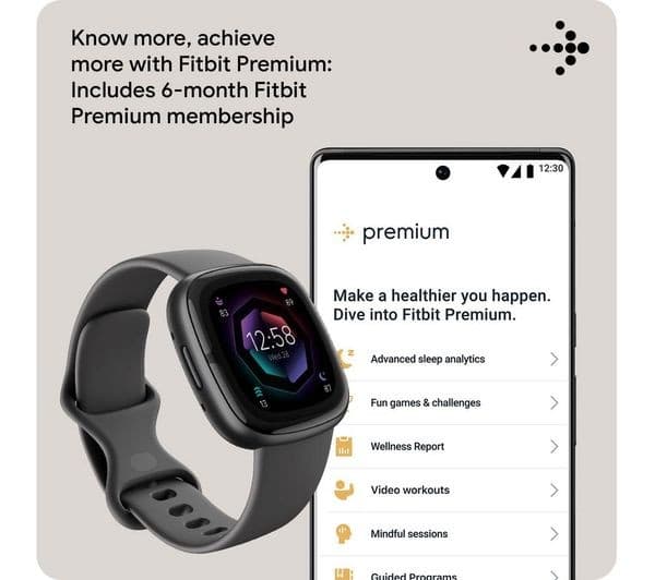 Fitbit Sense 2 Advanced Health & Fitness Smartwatch Built-in GPS ECG SpO2 Stress & Sleep Tracking - Shadow Grey - Image 4