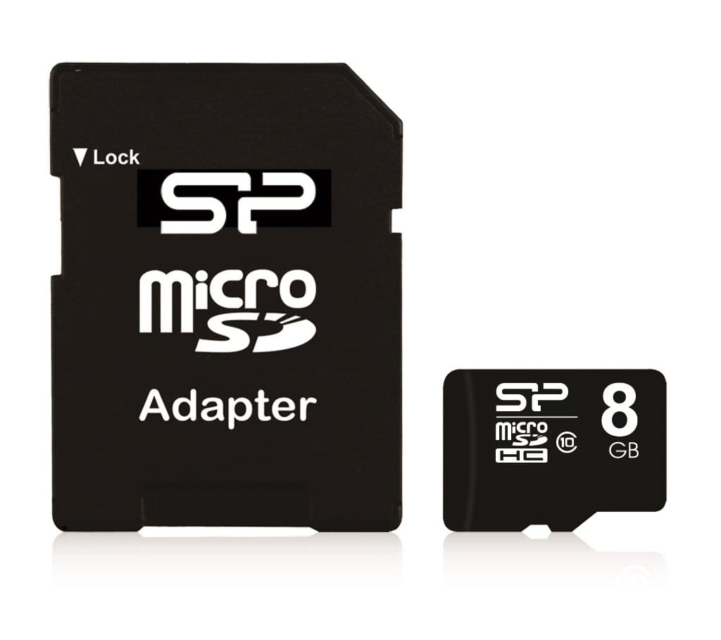 8GB Silicon Power microSD Memory Card SDHC Class 10 w/ SD adapter (SP008GBSTH010V10SP) 40MB/sec - Image 1