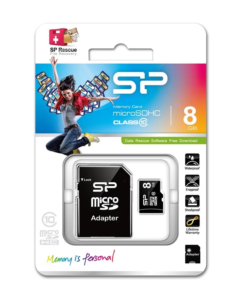 8GB Silicon Power microSD Memory Card SDHC Class 10 w/ SD adapter (SP008GBSTH010V10SP) 40MB/sec - Image 2