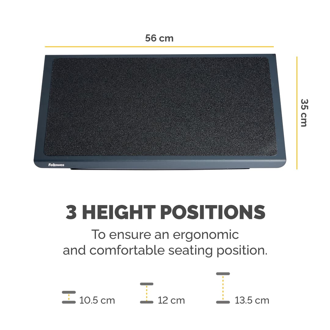 Fellowes Foot Rest Under Desk - Professional Series Under Desk Foot Rest Ergonomic Foot Rest with 3 Height Adjustable Positions & Non-Slip Platform Surface - Foot Rest Stool for Office & Home - Black - Image 3