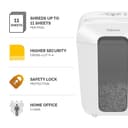 Fellowes LX Series Paper Shredder LX70 11 Sheet Cross Cut Shredder with 18 Litre Bin High Security P4 White thumbnail 2