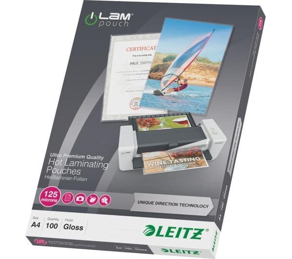 LEITZ iLAM Gloss Laminating Pouches A4 125 Micron - Pack of 100 - Image 1