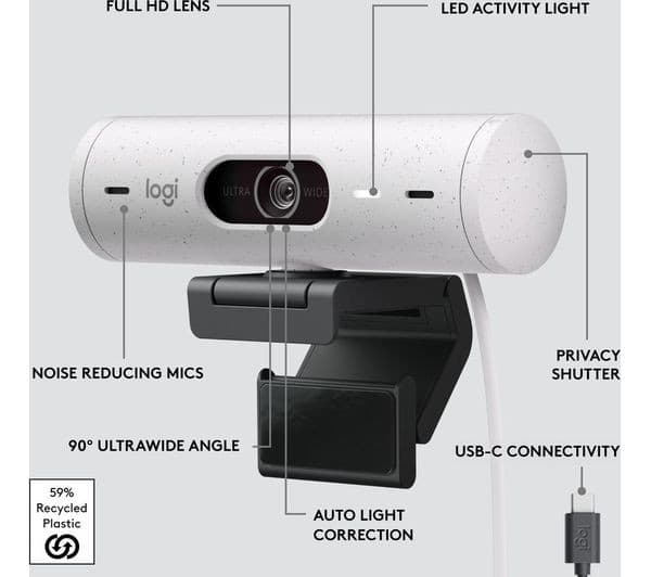 Logitech Brio 500 Webcam Off-White - Image 7