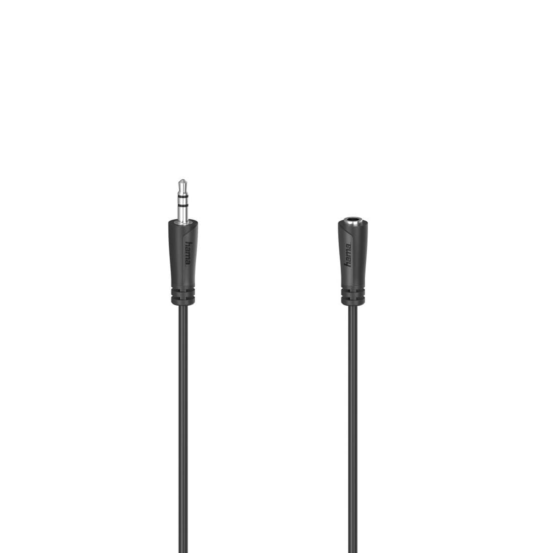Hama 00205120 3.5mm Jack Audio Extension Cable, Plug to Socket, Stereo, 3 m, Black - Image 1